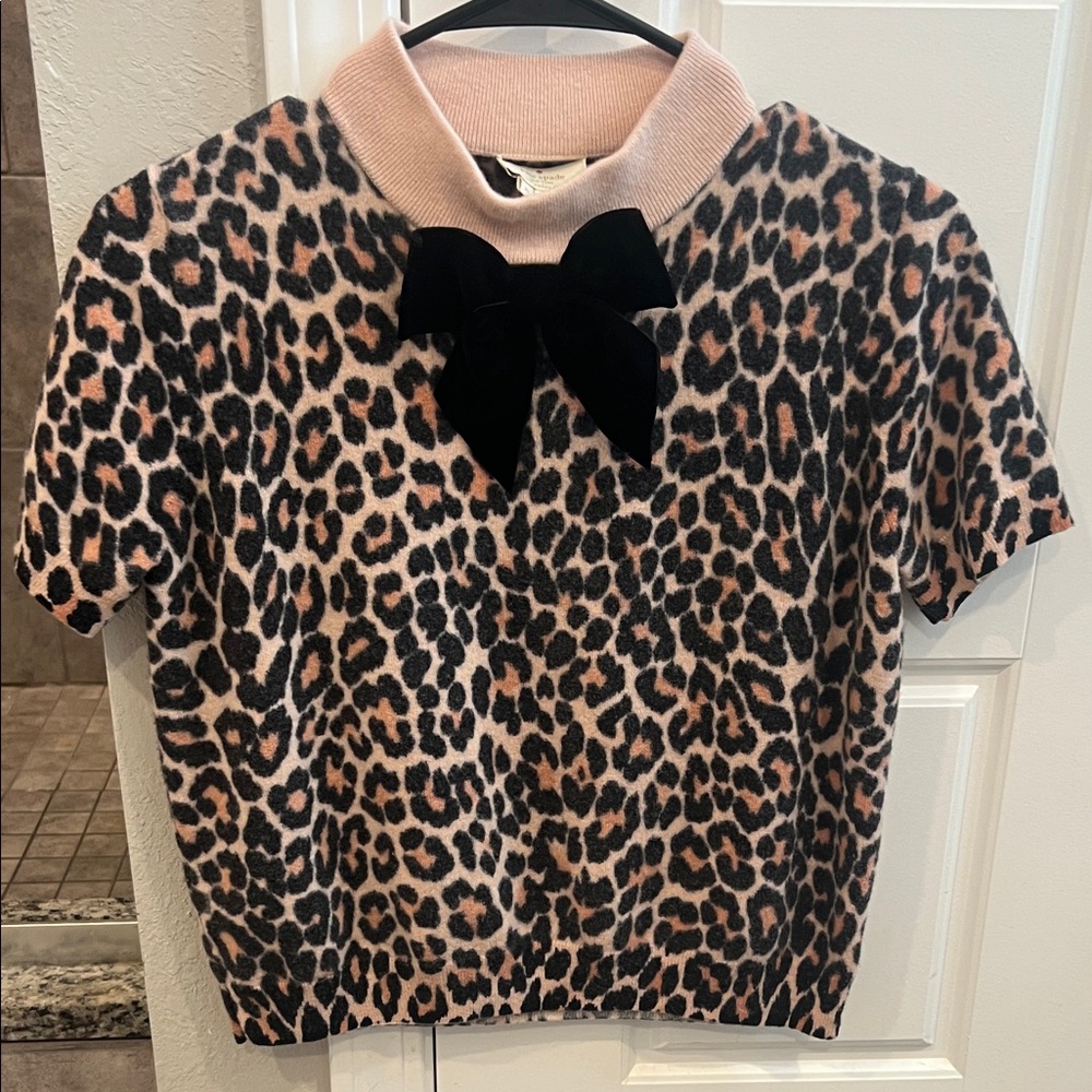 Wool Kate spade top leopard  with velvet bow